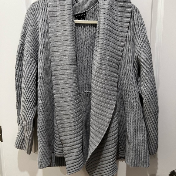 Trouve Grey/Blue Oversized Ribbed Cardigan Size Medium - Picture 11 of 11